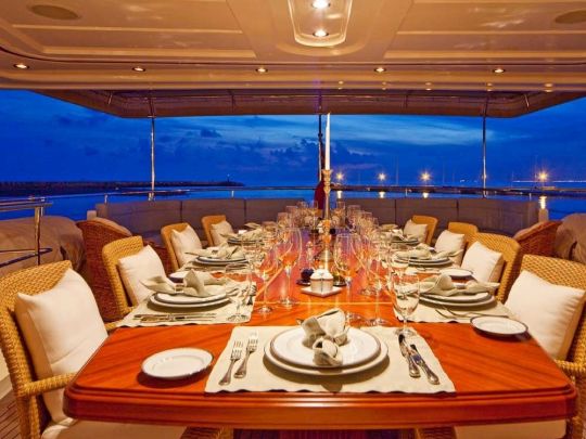 M/Y Areila. Dining. Mediterranean yacht charter. Turkey yacht charter