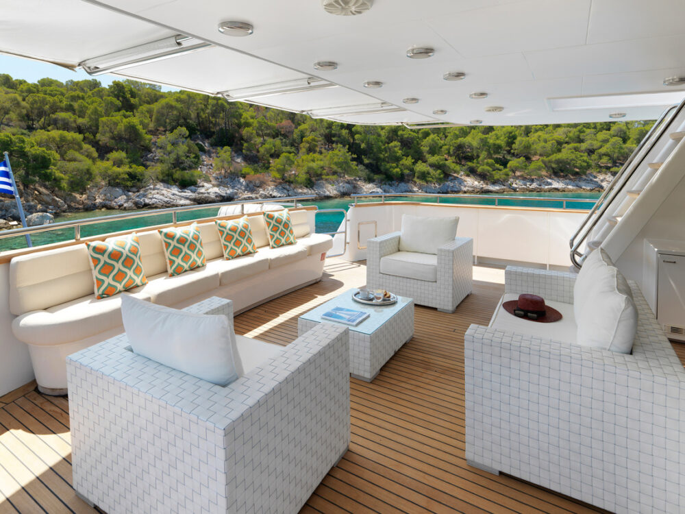 M/Y IDYLLE's Upper Deck with cover.
