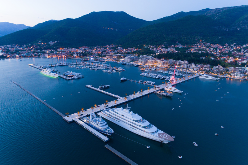 Porto Montenegro in Tivat, Montenegro. Luxury motor yacht charters.